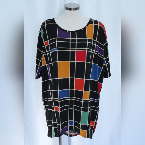 LuLaRoe Tops - LuLaRoe Black Multicolor Block Sheer (M)